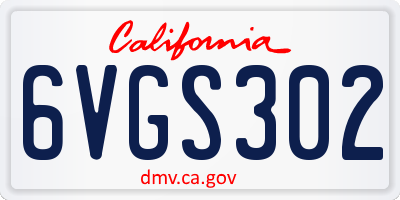 CA license plate 6VGS302