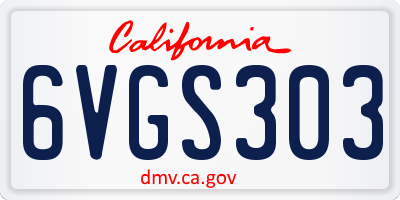 CA license plate 6VGS303