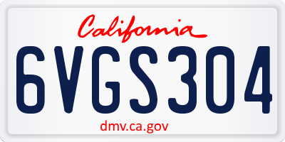 CA license plate 6VGS304