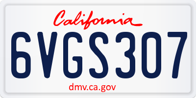 CA license plate 6VGS307