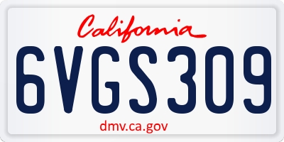 CA license plate 6VGS309