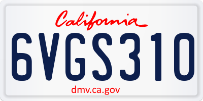 CA license plate 6VGS310