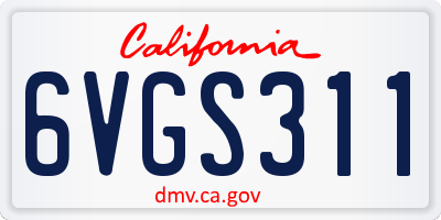 CA license plate 6VGS311
