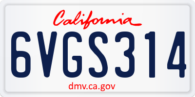 CA license plate 6VGS314