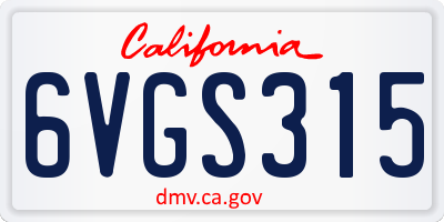 CA license plate 6VGS315
