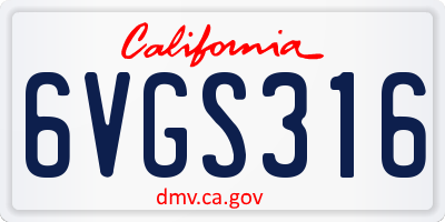 CA license plate 6VGS316