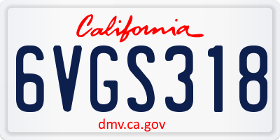 CA license plate 6VGS318