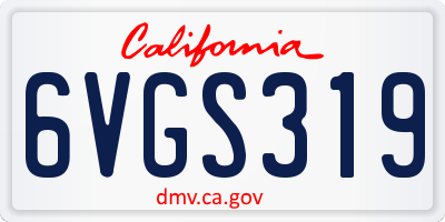 CA license plate 6VGS319