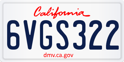 CA license plate 6VGS322