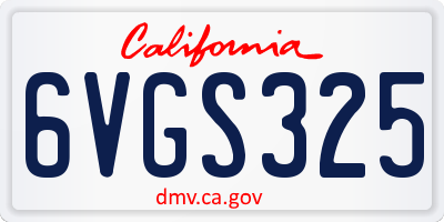 CA license plate 6VGS325