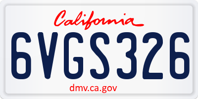 CA license plate 6VGS326