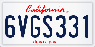 CA license plate 6VGS331