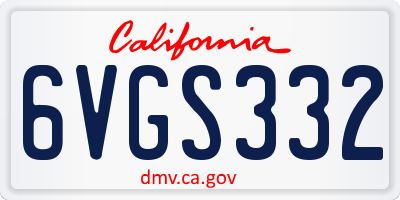 CA license plate 6VGS332