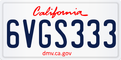 CA license plate 6VGS333