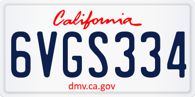 CA license plate 6VGS334