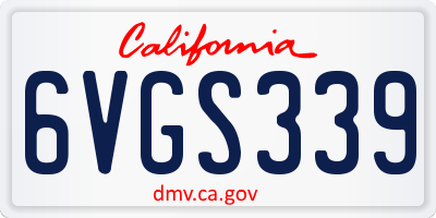 CA license plate 6VGS339