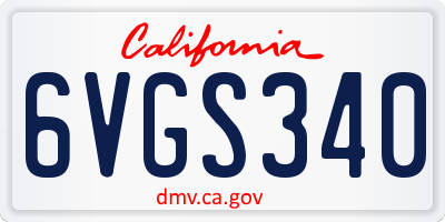 CA license plate 6VGS340