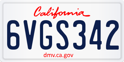 CA license plate 6VGS342