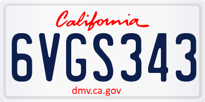 CA license plate 6VGS343