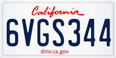 CA license plate 6VGS344