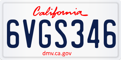 CA license plate 6VGS346