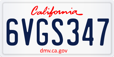 CA license plate 6VGS347