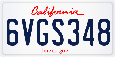 CA license plate 6VGS348