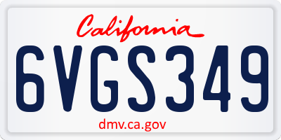 CA license plate 6VGS349