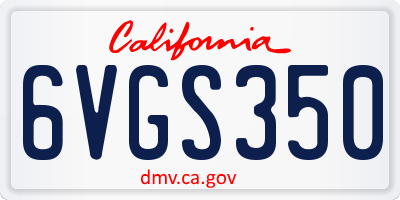 CA license plate 6VGS350