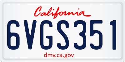 CA license plate 6VGS351