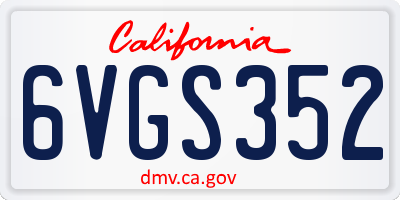 CA license plate 6VGS352