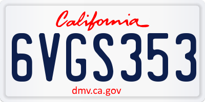 CA license plate 6VGS353