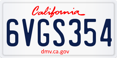 CA license plate 6VGS354