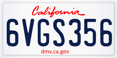 CA license plate 6VGS356