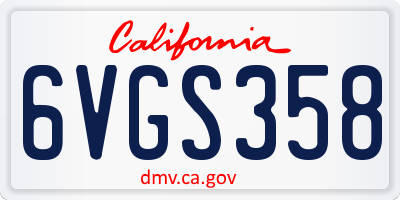 CA license plate 6VGS358