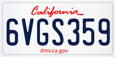 CA license plate 6VGS359