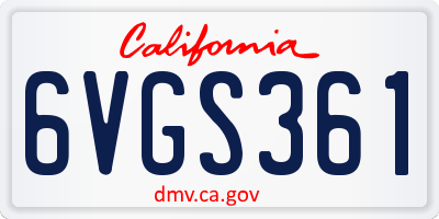 CA license plate 6VGS361