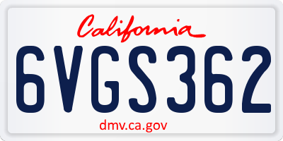 CA license plate 6VGS362