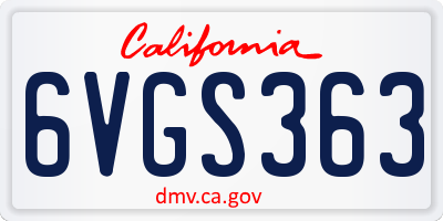 CA license plate 6VGS363