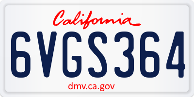 CA license plate 6VGS364