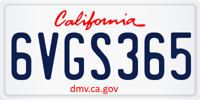 CA license plate 6VGS365