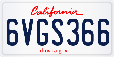 CA license plate 6VGS366
