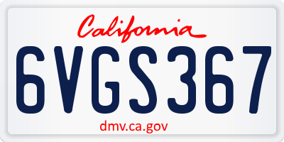CA license plate 6VGS367