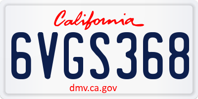CA license plate 6VGS368