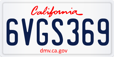 CA license plate 6VGS369