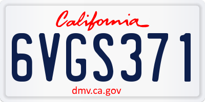 CA license plate 6VGS371