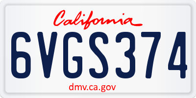 CA license plate 6VGS374