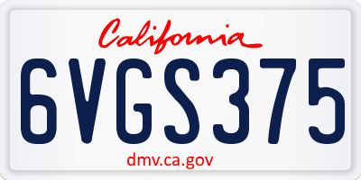 CA license plate 6VGS375