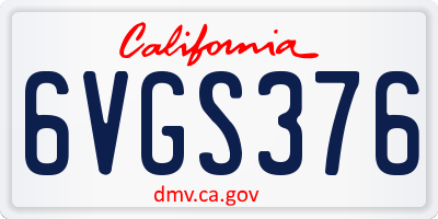 CA license plate 6VGS376