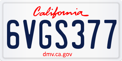CA license plate 6VGS377